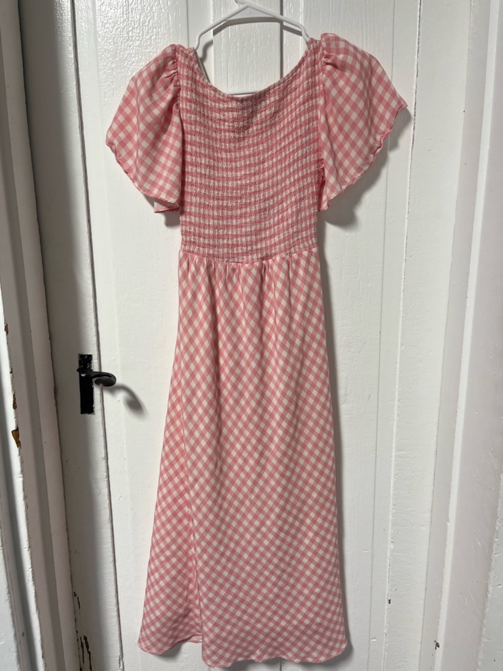 Lucy Paris Cutout Flutter Sleeve Pink & White Gingham Dress size small - Picture 4 of 10